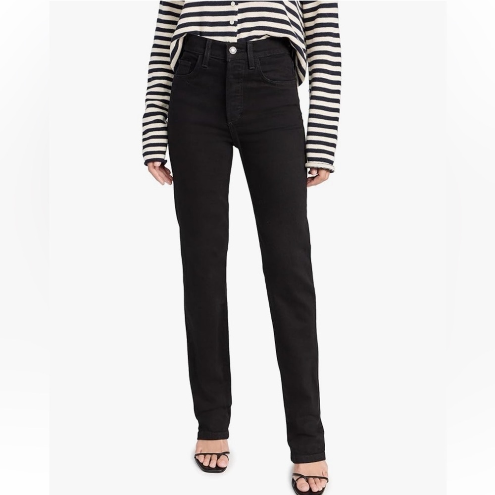 NWT Favorite daughter The‎ Vivi Kingsley Straight Leg black Jeans 22 button fly